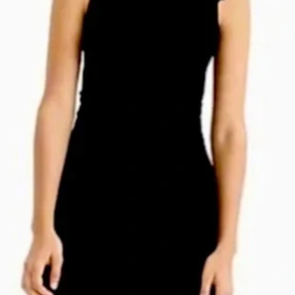 J. Crew Black Sheath Mini Dress Mock Neck Sleeveless